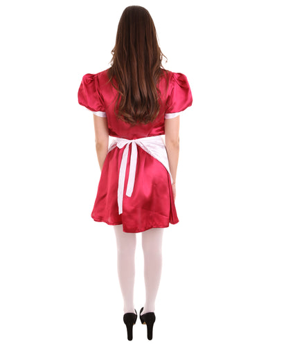 大人用女性の JCO-328_17 フレンチエプロンメイド制服 ダークレッド コスプレコスチューム