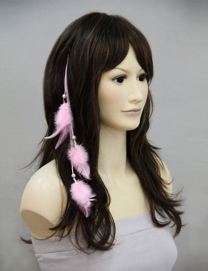 女性 W-1000 のおしゃれなベビーピンク フラフラフェザーキュートエクステンション ヘアアクセサリー 合成繊維