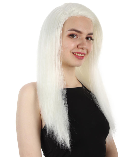 女性用ロングストレートサイドパートコスプレウィッグ ホワイト H-5220_19 ファンシースタイル プレミアムハロウィンパーティーウィッグコレクション