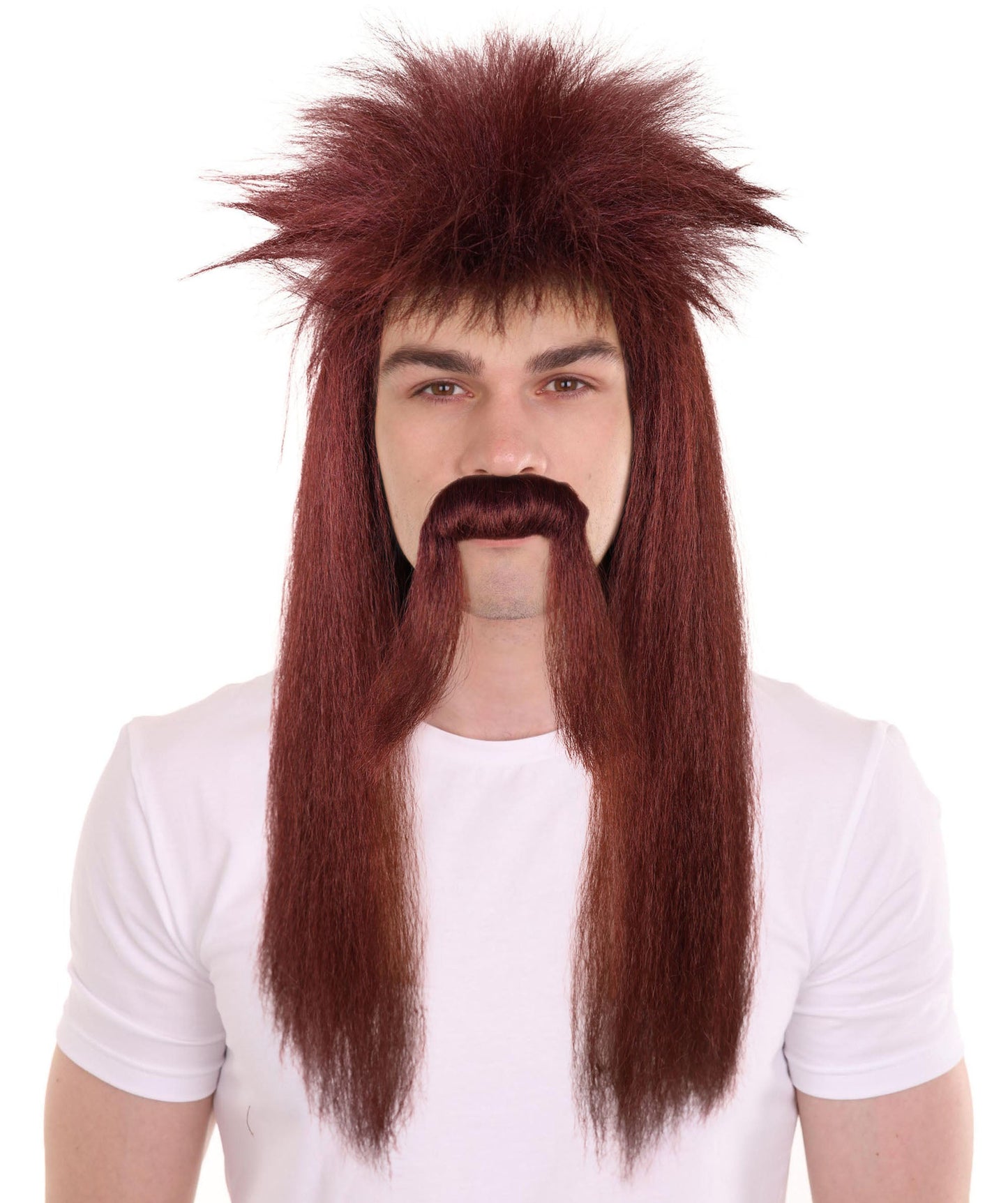 Wigs2you H-7059 大人用メンズロングマレットフルウィッグ（口ひげ付き）合成繊維製。レトロなロッカーコスチュームやパーティーに最適。