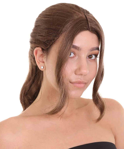 コスプレウィッグ Tomb Raider Lara H-3576 ブラウン映画ウィッグ プレミアム 通気性の良い キャップレスキャップ