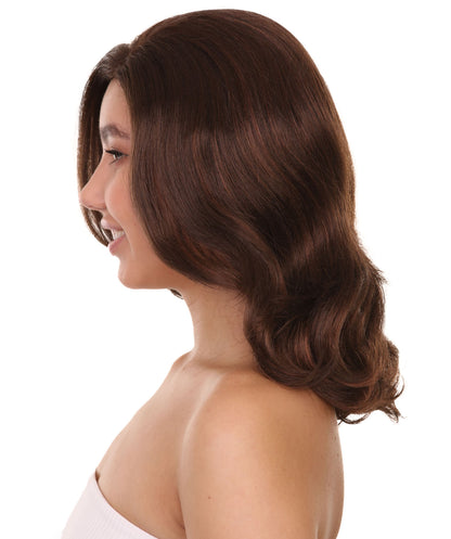プレミアムハロウィンパーティーレディ H-5465 ミディアムレングス ブラウンカマラハリス副大統領ウィッグ ブラウン