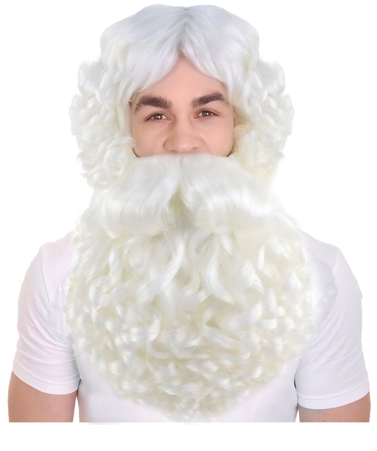 ハロウィンパーティー プレミアム 男性用 H-2384 プロフェッショナル サンタ ウィッグ および フル ビアード セット