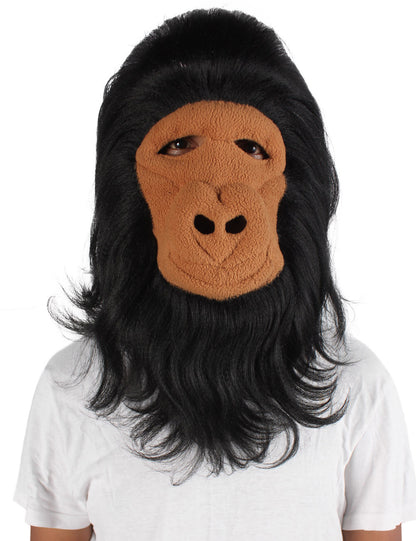 ハロウィンパーティープレミアムメンズ H-5647-BLK ヘアリーユニセックスエイプティンセルマスクのみ 黒色 軟らかい合成繊維