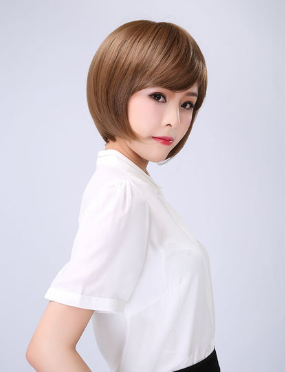 "耐熱ウィッグ★定番スタイルは必須アイテム！ナチュラルなシルエットが美しいショートボブスタイル♪ ウィッグネット付き♪W-1021 "