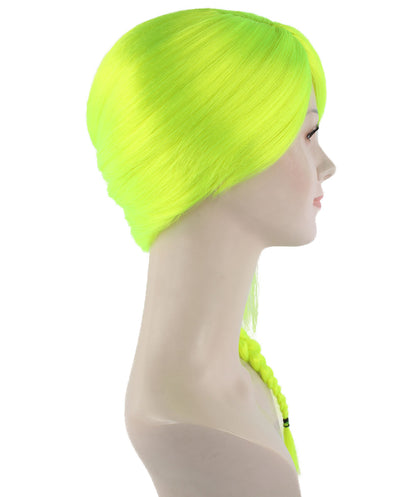 Wigs2you ハロウィン パーティー プレミアム レディース H-1189 快適なフィット感のネオングリーン編み込みウィッグ