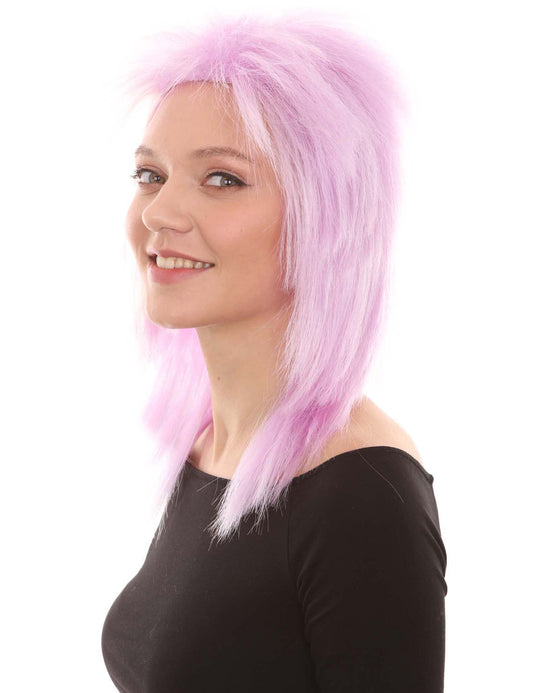 Wigs2you ハロウィン パーティー プレミアム H-1319 簡単に着用でき 快適なフィット感 80 年代女性 Lt パープル ロッカー スタイルウィッグ