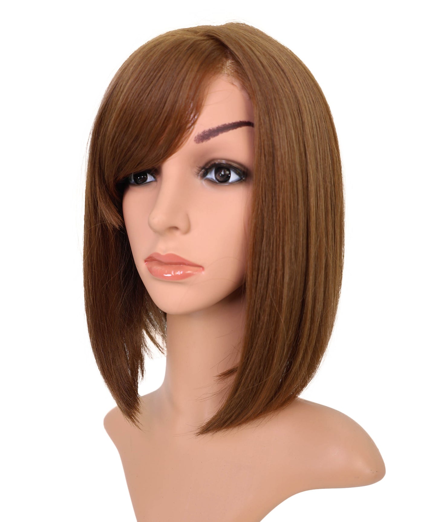 Wigs2you H-6902 女性用 11インチ ショートボブウィッグ | ライトブラウン合成繊維使用 | 手植え・自然な軽量通気性キャップ付きウィッグ