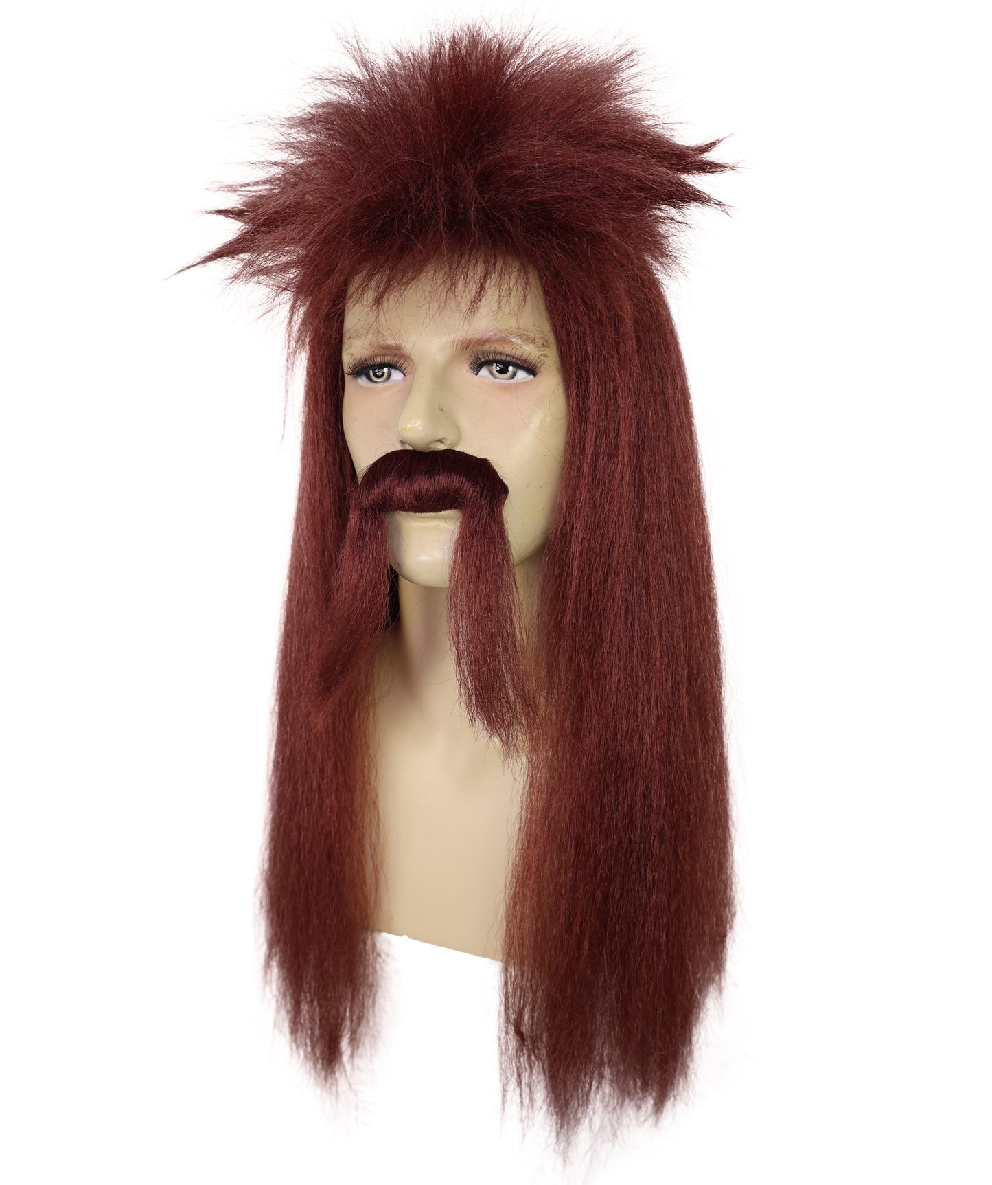 Wigs2you H-7059 大人用メンズロングマレットフルウィッグ（口ひげ付き）合成繊維製。レトロなロッカーコスチュームやパーティーに最適。