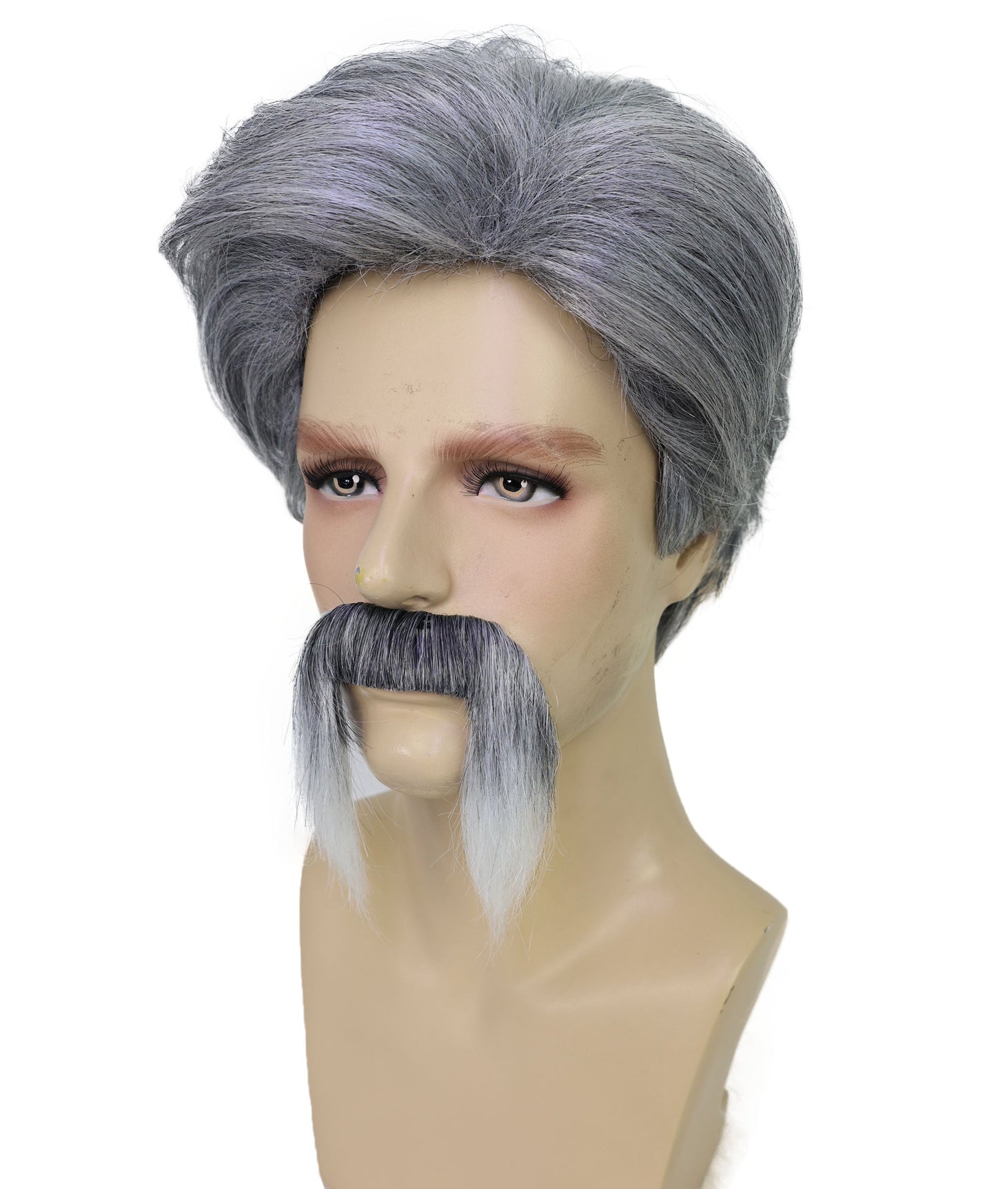 Wigs2you H-7042 大人用メンズスポーツファンツートンカーリーフルウィッグ（口ひげ付き合成繊維）ハロウィンや仮装イベントに最適