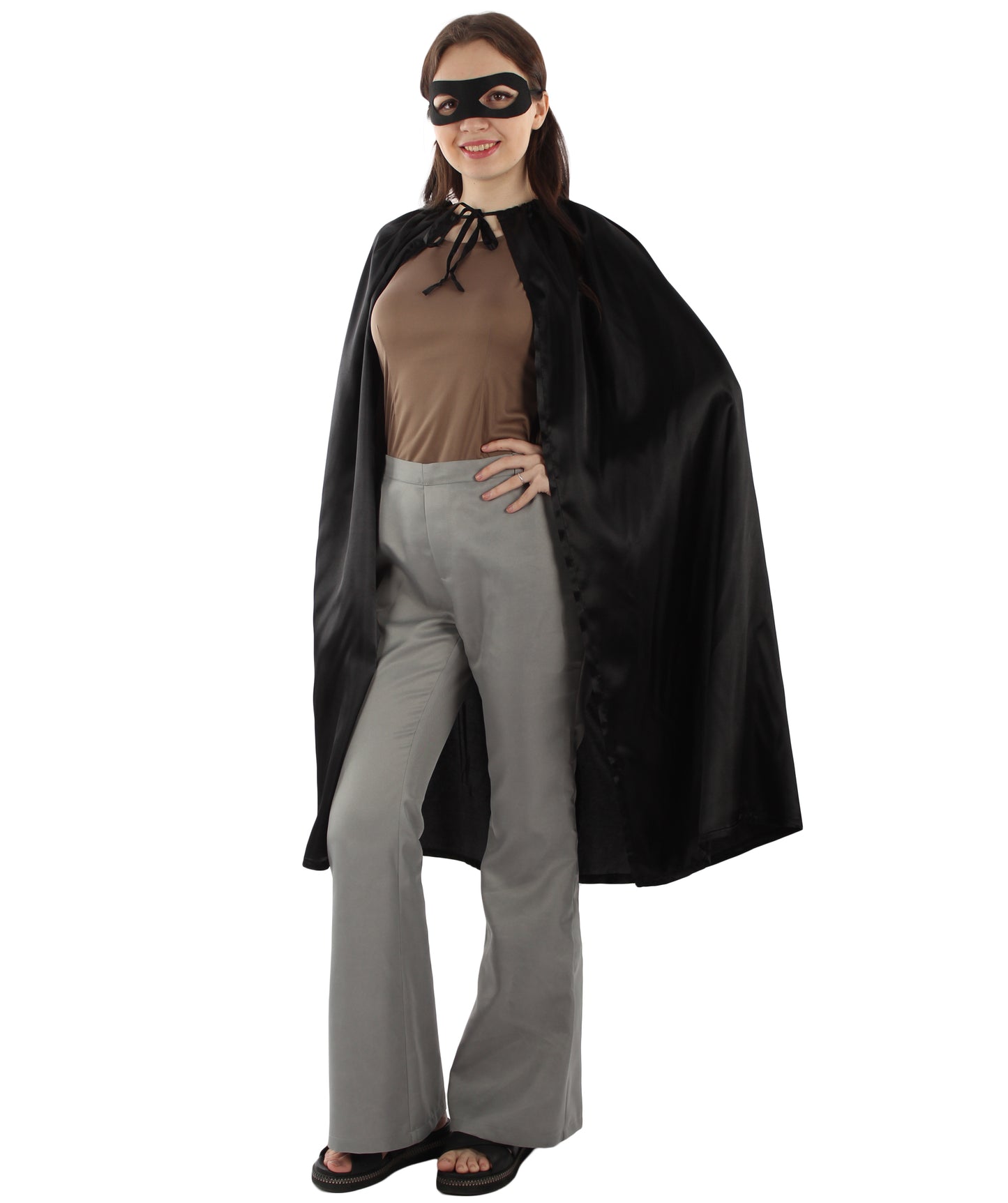 大人用女性の JCO-221_1 スーパーヒーローブラックケープ＆マスクセット カートゥーン ハロウィンコスチューム