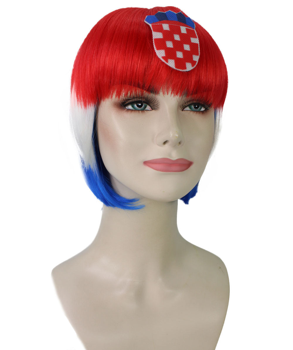 ハロウィンパーティープレミアムレディース Flag-002 ボブウィッグ マルチカラー ファンシーキャラクターファッションウィッグ ソフト合成繊維