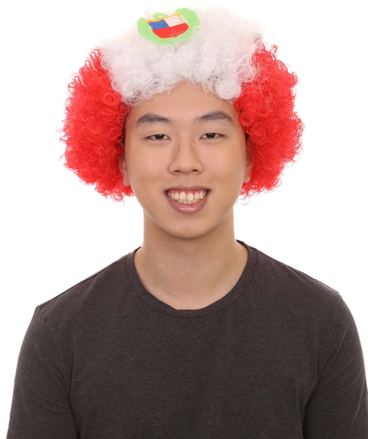 Wigs2you H-3758 ペルー国旗スポーツアフロウィッグジャンボ赤白かつら