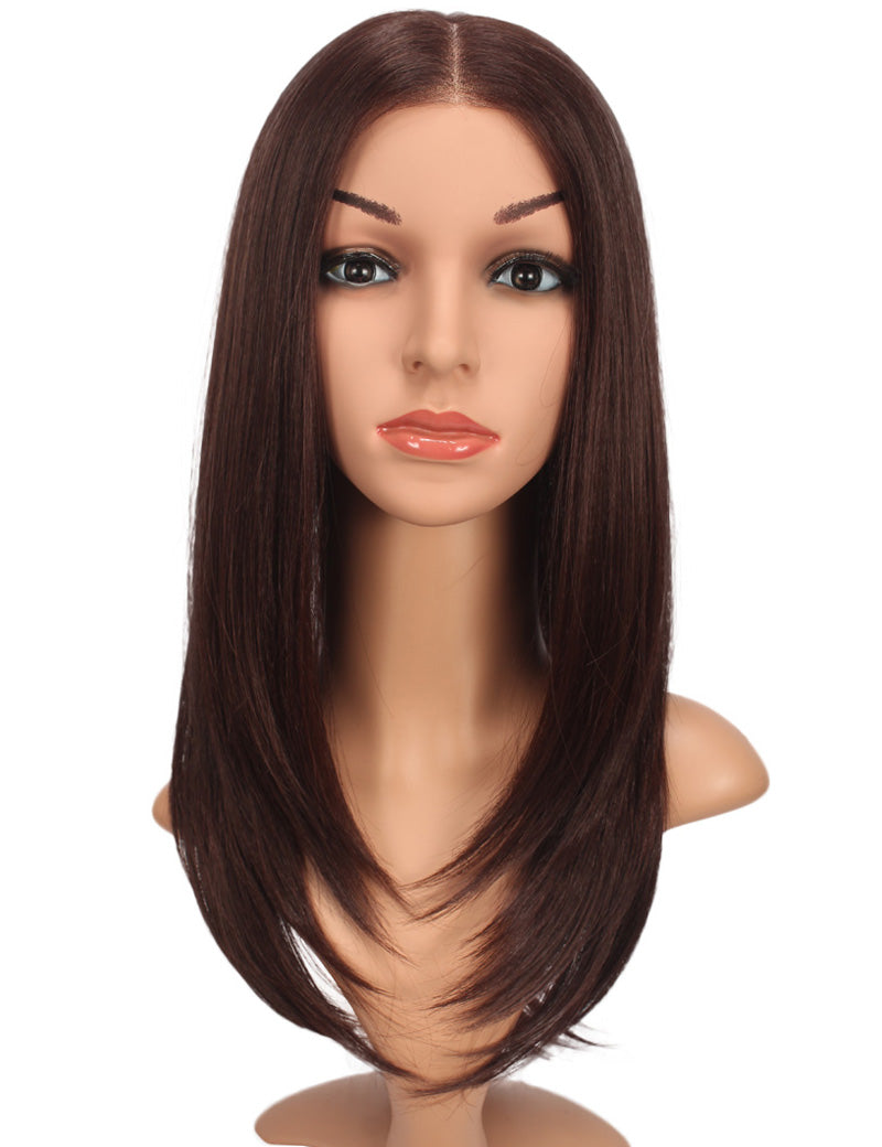 Ages 30-40 Youngsters Long Straight LW-006 Lace wig with a center-parted long style; the bangs are lace front, comes with a wig net