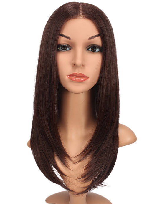 Ages 30-40 Youngsters Long Straight LW-006 Lace wig with a center-parted long style; the bangs are lace front, comes with a wig net