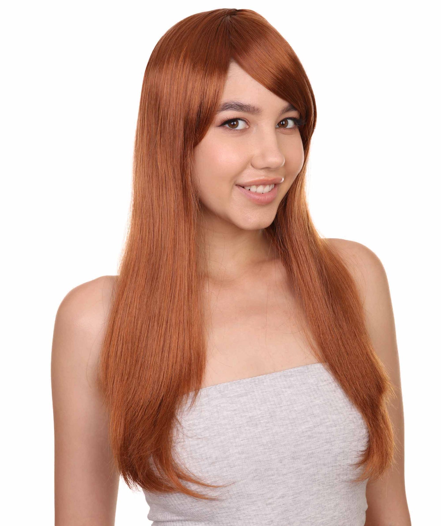ハロウィンパーティー プレミアム 女性用 H-2557 オレンジ アニメ コスプレ ロング ストレート ウィッグ