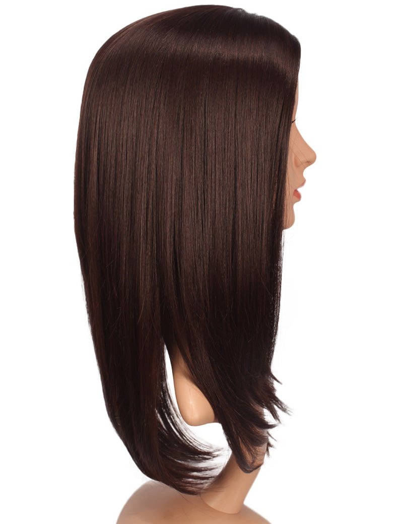Ages 30-40 Youngsters Long Straight LW-006 Lace wig with a center-parted long style; the bangs are lace front, comes with a wig net