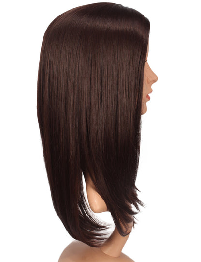 Ages 30-40 Youngsters Long Straight LW-006 Lace wig with a center-parted long style; the bangs are lace front, comes with a wig net