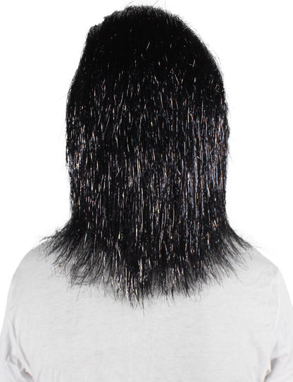 ハロウィンパーティープレミアムメンズ H-5647-BLK ヘアリーユニセックスエイプティンセルマスクのみ 黒色 軟らかい合成繊維