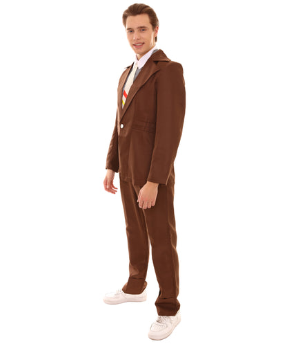 男性用 JCP-002_7 70'sロックスター スーツ コスチューム ディッキーとタイ付き プレミアム ブラウン ハロウィンコスチューム