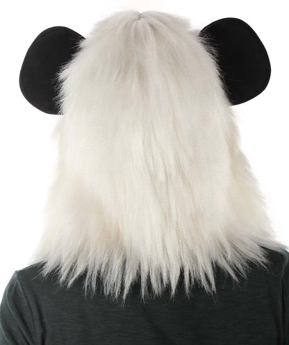 Halloween Party Premium Ladies H-5385 White and Black Panda Wig with Hoodie Synthetic Fiber Hair