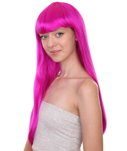 ロングボブネオンフューシャ女性用ウィッグ H-3362 華やかなパーティーイベント準備完了のハロウィンウィッグ プレミアム通気性のあるキャップレスキャップ