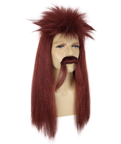 Wigs2you H-7059 大人用メンズロングマレットフルウィッグ（口ひげ付き）合成繊維製。レトロなロッカーコスチュームやパーティーに最適。