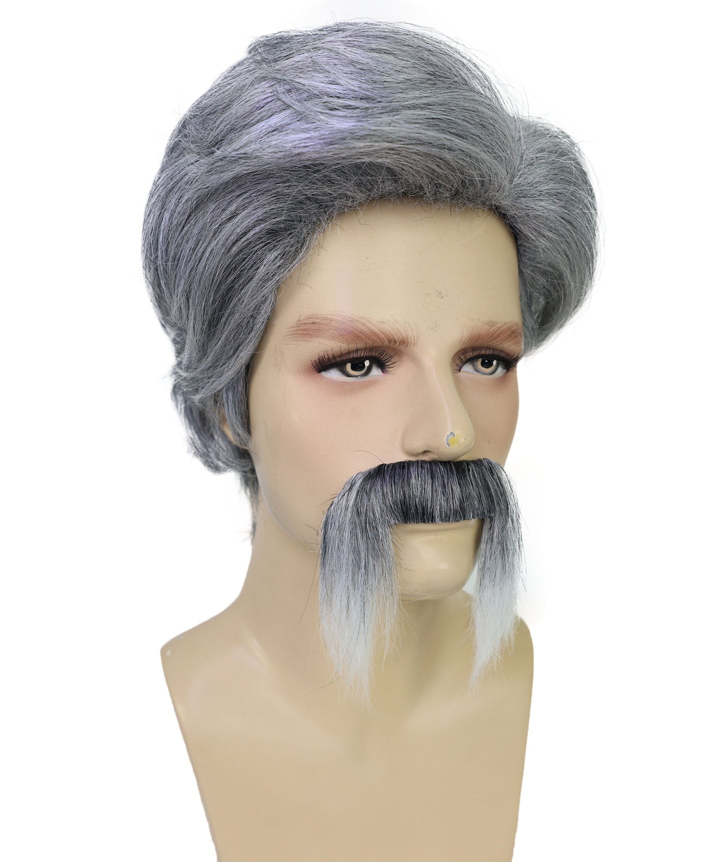 Wigs2you H-7042 大人用メンズスポーツファンツートンカーリーフルウィッグ（口ひげ付き合成繊維）ハロウィンや仮装イベントに最適