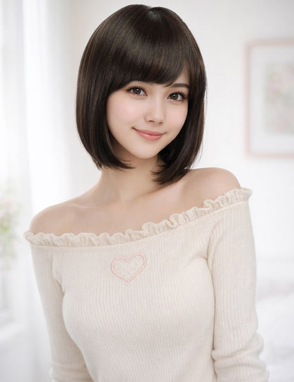 Wigs2you W-1011 耐熱商 の毛が前下がりになったスタイル、大人っぽい洗練されたボブスタイルです、ウィッグネット付き