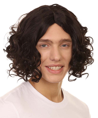 ハロウィンパーティー プレミアム 男性用 H-2386 ファッショナブル ブラック カーリーウェーブ ウィッグ