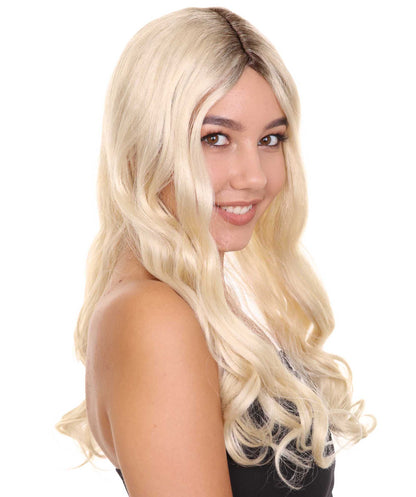ハロウィンパーティープレミアム H-5256 女性用ミディアムレングスブロンドメイクアップアーティストウィッグ ブロンド