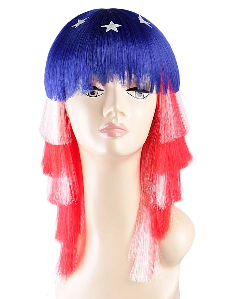 ハロウィンパーティープレミアムレディース Flag-003  マルチカラー ファンシーキャラクターファッション ロングウィッグ ソフト合成繊維