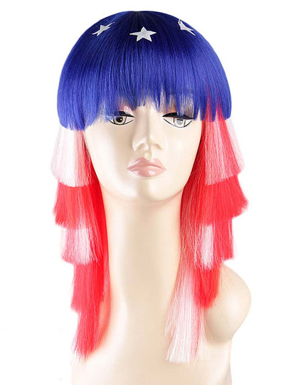ハロウィンパーティープレミアムレディース Flag-003  マルチカラー ファンシーキャラクターファッション ロングウィッグ ソフト合成繊維