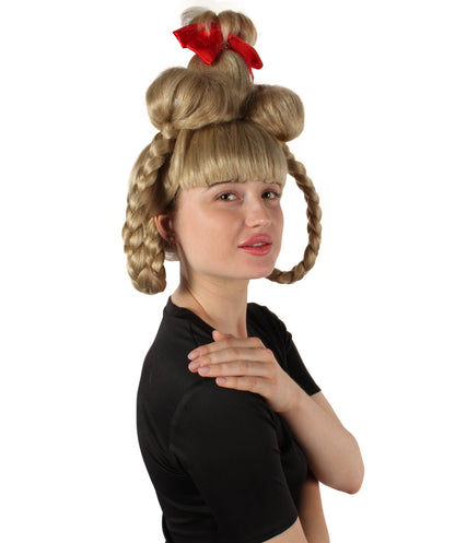 ハロウィンパーティープレミアムレディ H-5490 クリスマスクラシックストーリーキャラクターウィッグ (曲がる三つ編み付き)