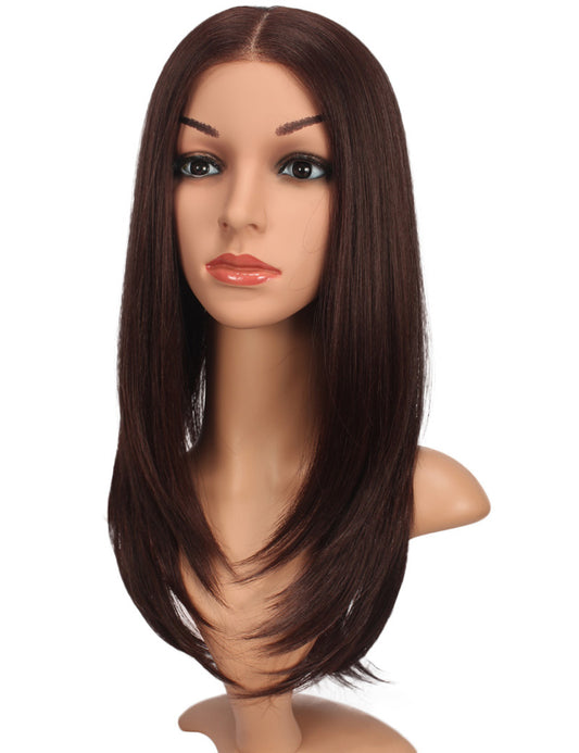 Ages 30-40 Youngsters Long Straight LW-006 Lace wig with a center-parted long style; the bangs are lace front, comes with a wig net