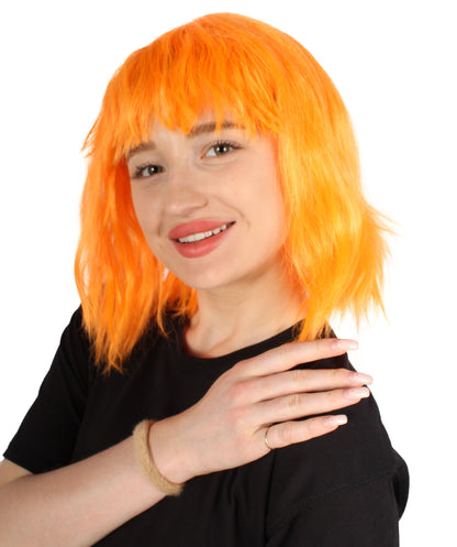 女性用 肩までの長さの前髪つき ウェービーコスプレウィッグ オレンジ H-5229_4 ファンシースタイル プレミアムハロウィンパーティーウィッグコレクション