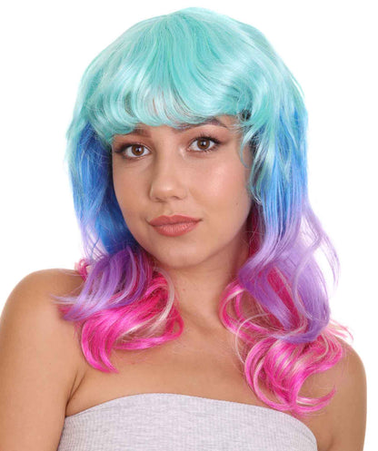 ハロウィンパーティープレミアム レディース H-5263 マルチレインボーミディアムウィッグ