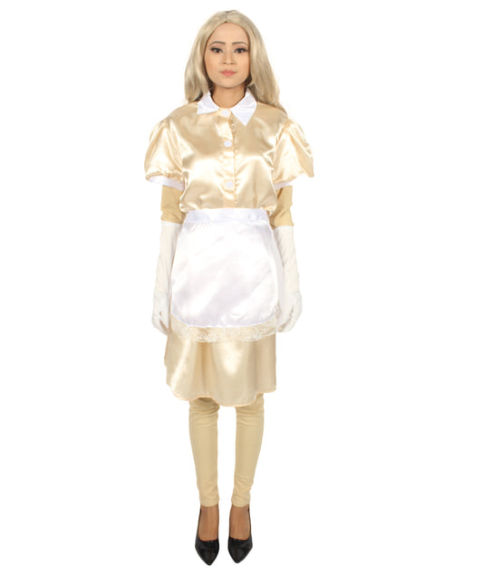 大人用女性の JCO-328_5 フレンチエプロンメイド制服 ゴールド コスプレコスチューム
