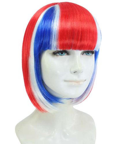 ハロウィンパーティープレミアムレディース Flag-002 ボブウィッグ マルチカラー ファンシーキャラクターファッションウィッグ ソフト合成繊維