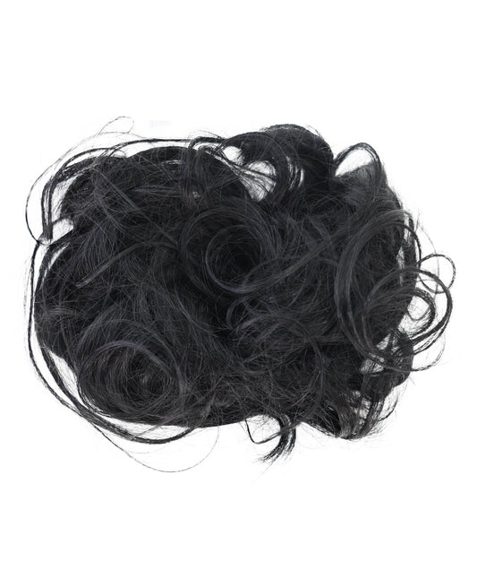 Wigs2you W-8471 レディース 人毛お団子ウィッグ カーリースタイル ナチュラルブラック ふんわりボリューム 簡単装着 ヘアピース