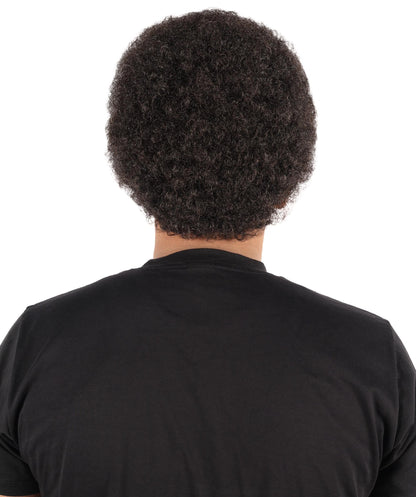Wigs2you H-7082 大人用メンズ ショート アフロ風 フルウィッグ ダークブラウン カーリー 合成繊維 調節可能なキャップ付き ハロウィン、ステージ、テーマイベントに最適