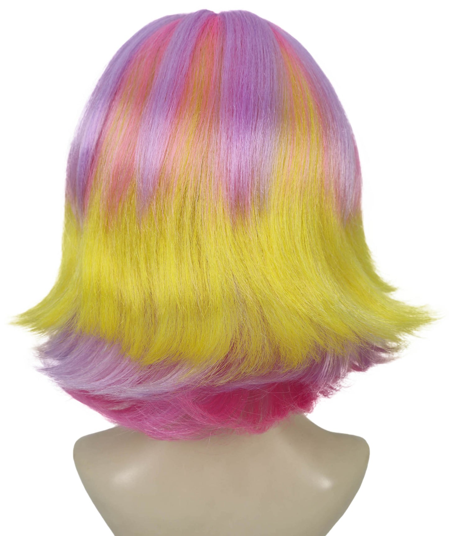 Wigs2you H-6933 大人女性用 パステルピンク＆イエローグラデーション ショートレイヤードボブカットウィッグ｜難燃性合成繊維｜ハロウィンやコスプレに使えるフリップエンドウィッグ