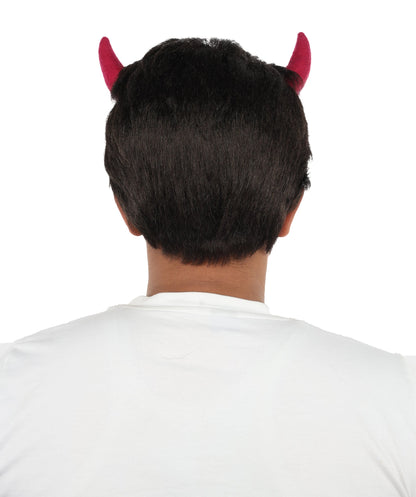 Wigs2you  H-7064 大人用男性用ファンタジー悪魔フルウィッグ（角付き）ダークブラウン合成繊維製。ハロウィン、パーティー、舞台、ロールプレイに。
