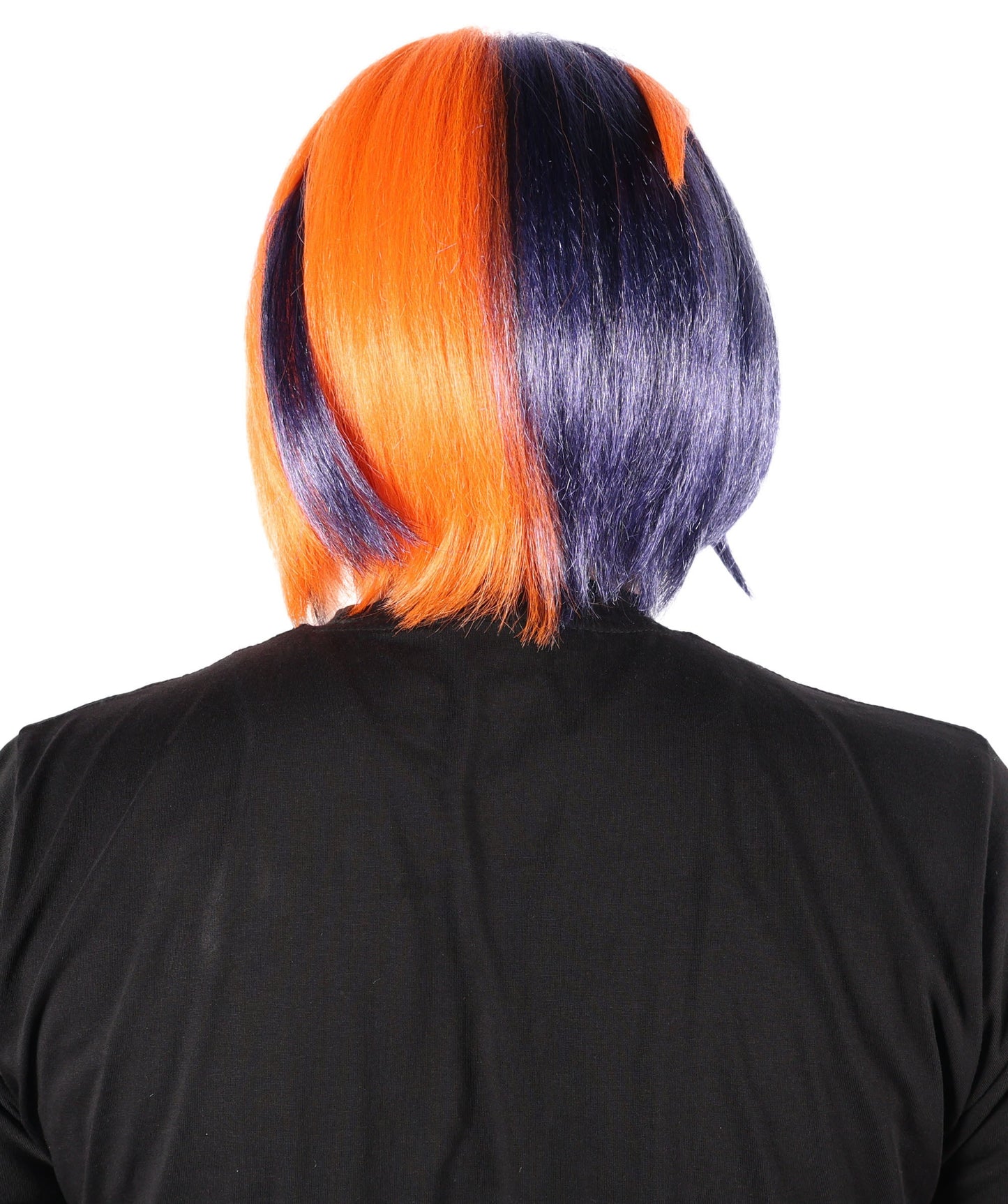 Wigs2you  H-7071 大人用メンズショートストレートフルウィッグ オレンジ＆ダークブルー 12インチ 難燃性合成繊維 キャップレスデザイン ハロウィンやパーティーに最適