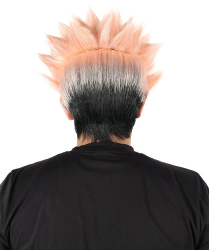 Wigs2you H-7090  大人用 アニメ風 ショート レイヤード スパイキー フルウィッグ ブラック コーラルストライプ 合成繊維 ハロウィン、カーニバル、パーティーに