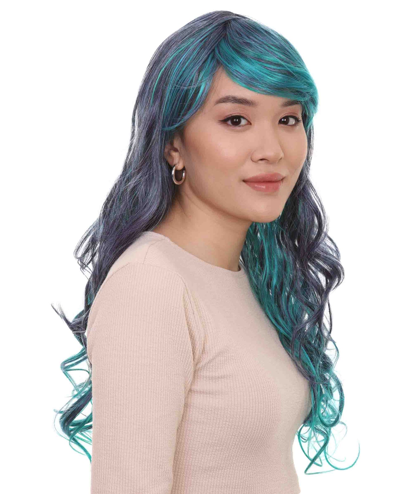 Wigs2youハロウィンパーティープレミアムレディースH-1994 美しい見た目のブレンデッドツートーンロングウェービーウィッグ