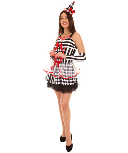 女性 JCP-175 のクリーピークラウンスケアリーコスチューム マルチハロウィンコスチューム