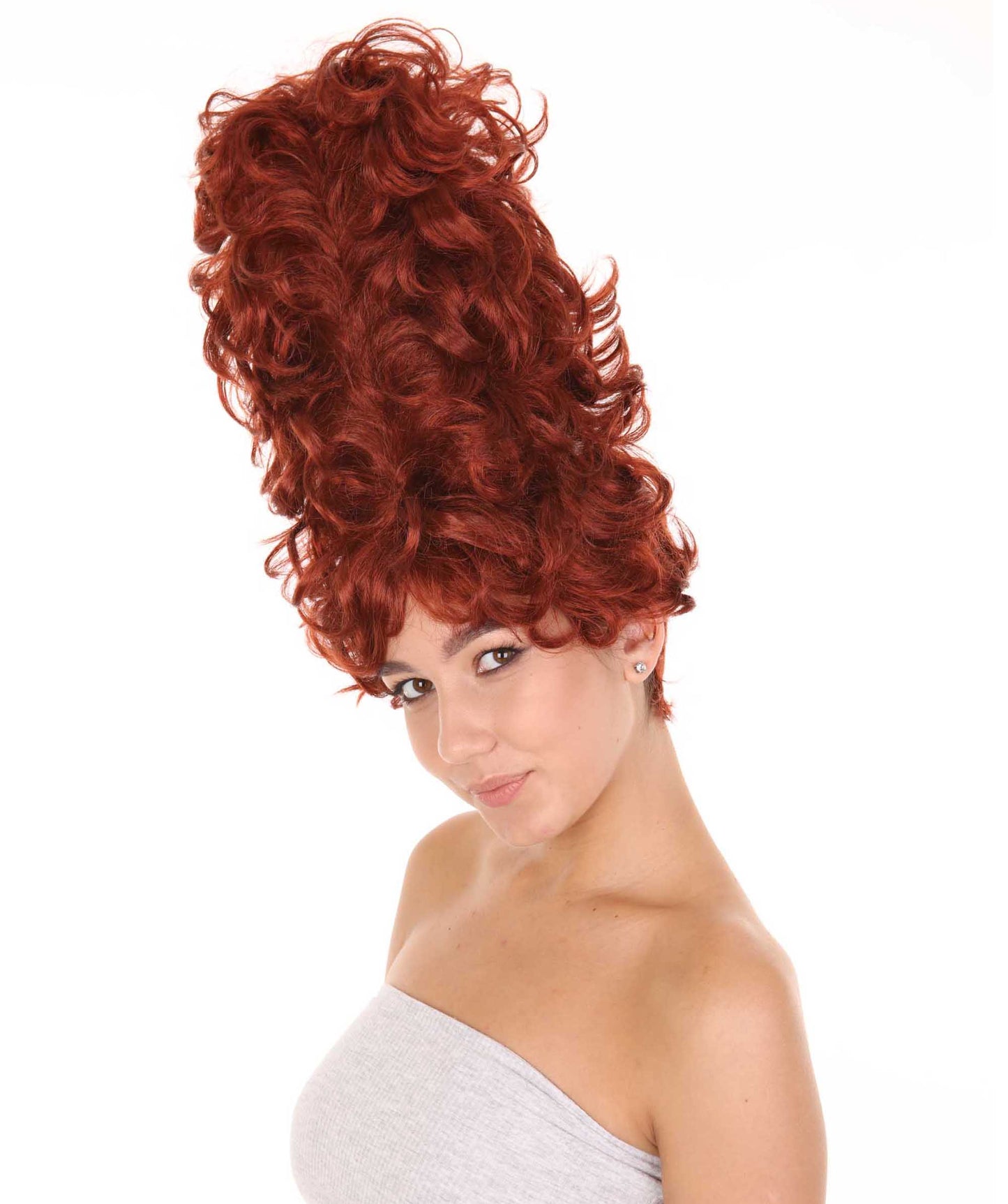 レディース ジャイアントビーハイブブラウンウィッグ H-4197 ヴィンテージウィッグ プレミアム通気性キャップレスキャップ