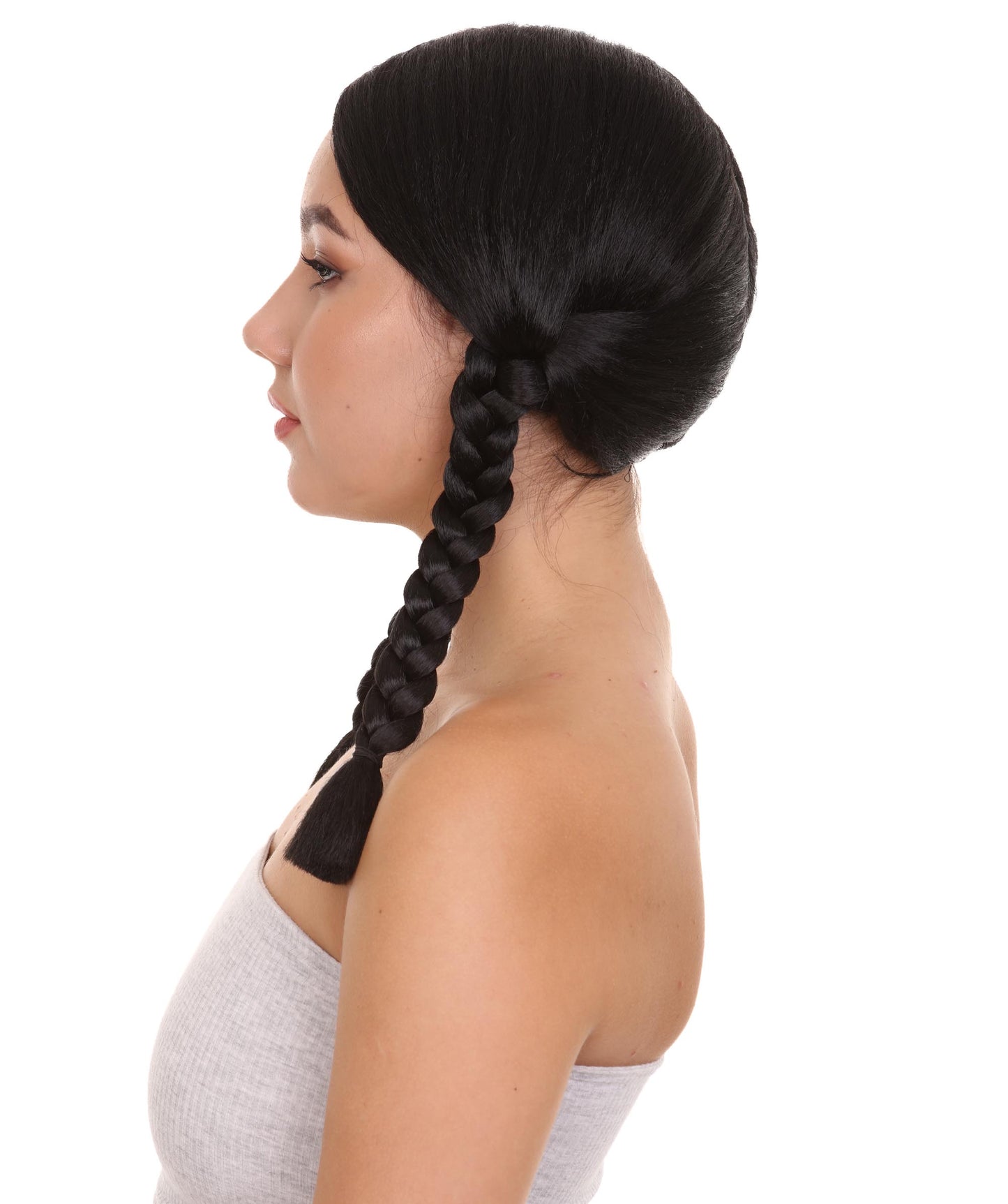 ハロウィンパーティープレミアムレディース H-3402 インディアンブラック編み込みウィッグコレクション