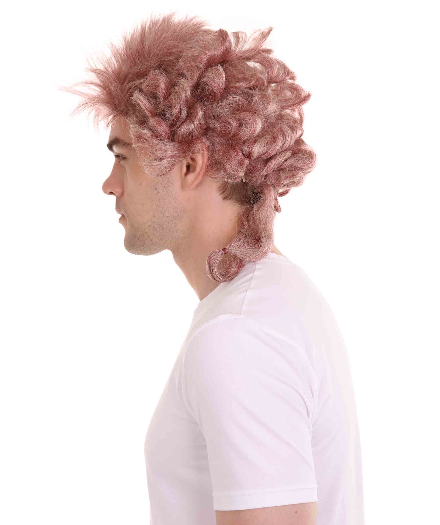 ハロウィンパーティ 男性用 H-4285 コロニアルミックスカーリーウィッグ プレミアム通気性キャップレスキャップ